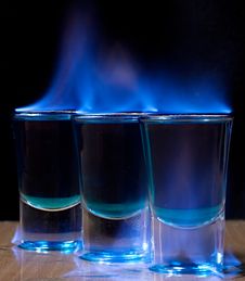 Burning Drink In Shot Glass Royalty Free Stock Photography Burning Drink In Shot Glass Royalty Free Stock Photography