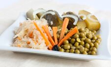 Pickled Vegetables: Cucumbers, Cabbage, Peas Stock Image Pickled Vegetables: Cucumbers, Cabbage, Peas Stock Image