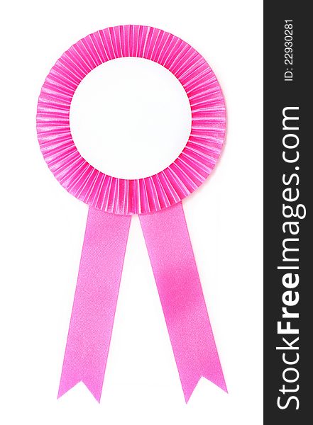 Pink ribbon award on white background