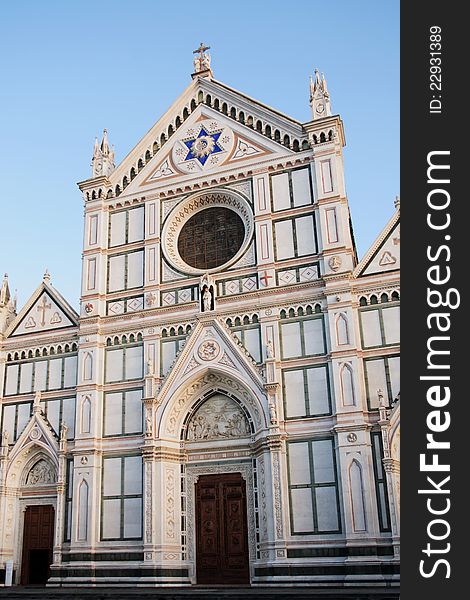 Facade of Santa Croce church and in Florence, Italy. Facade of Santa Croce church and in Florence, Italy