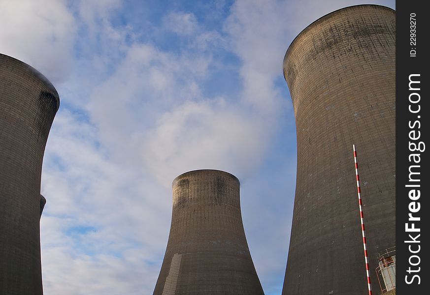 Cooling towers in a power station