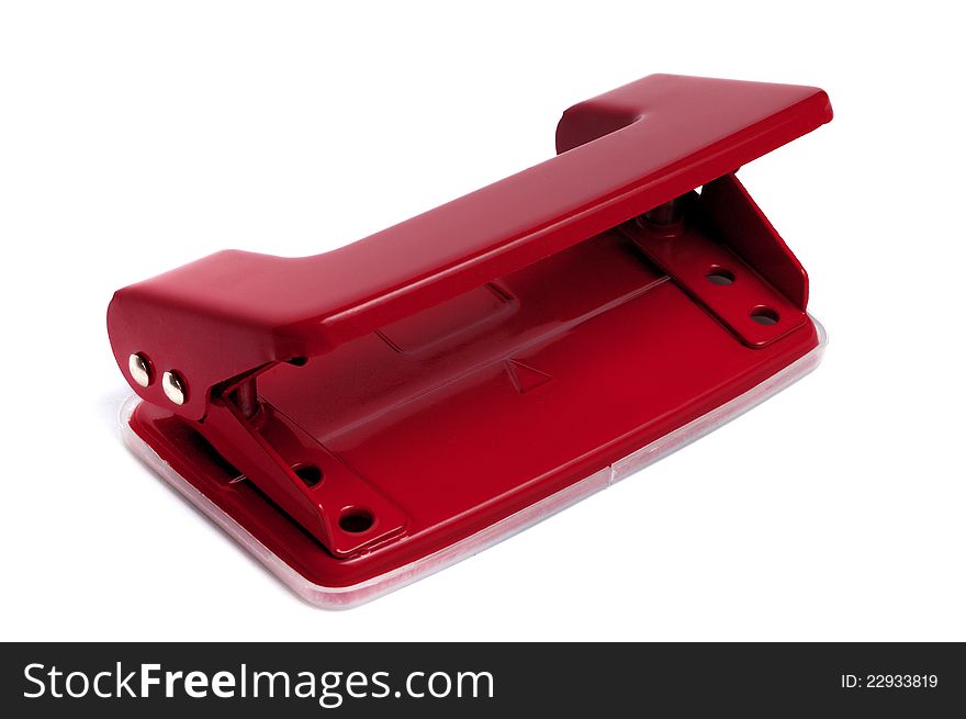 Red two hole office puncher