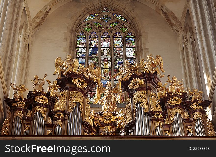 Huge baroque organ in the cathedral of st. barbara, kutna hora. Huge baroque organ in the cathedral of st. barbara, kutna hora