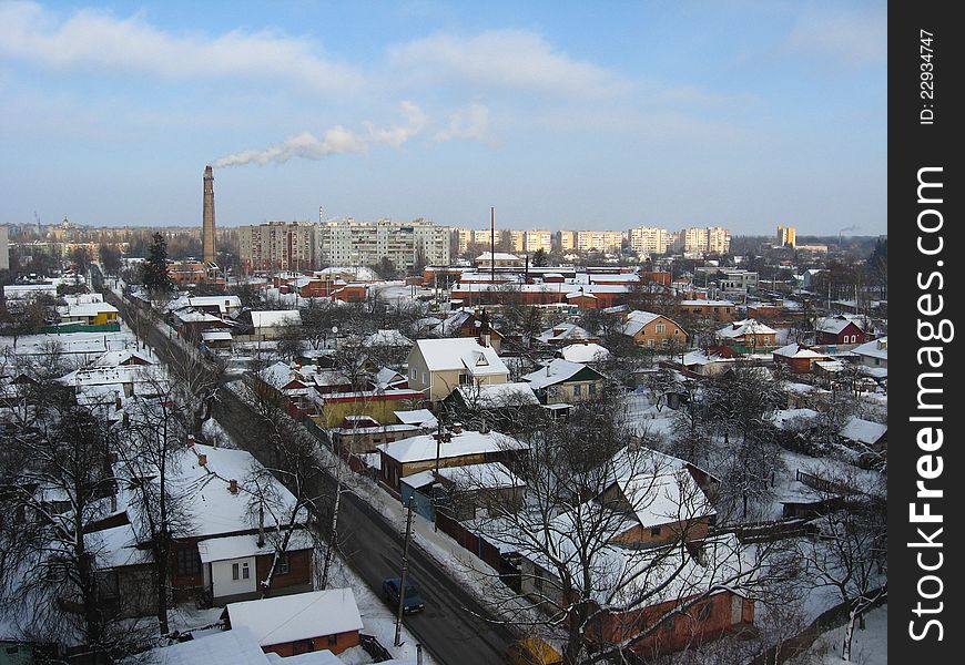 View on the city in winter. View on the city in winter