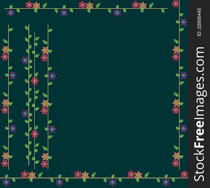 Floral ornament with stems and leaves border. Floral ornament with stems and leaves border