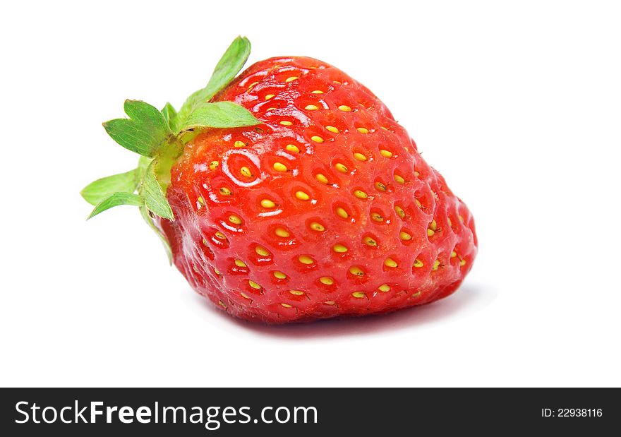 Strawberry closeup on white background