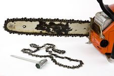 Chain Saw With Replacement Chain Stock Image Chain Saw With Replacement Chain Stock Image