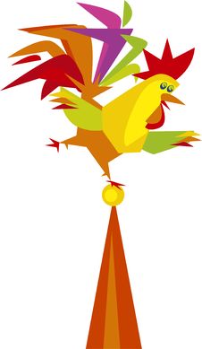 Rooster On Weather Vane Stock Photo