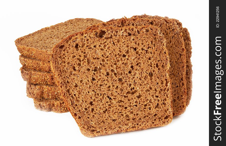 Healthy bran bread slices on white background