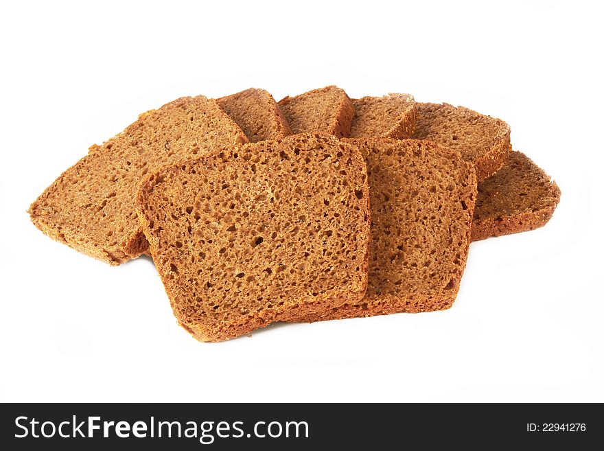 Healthy bran bread slices on white background
