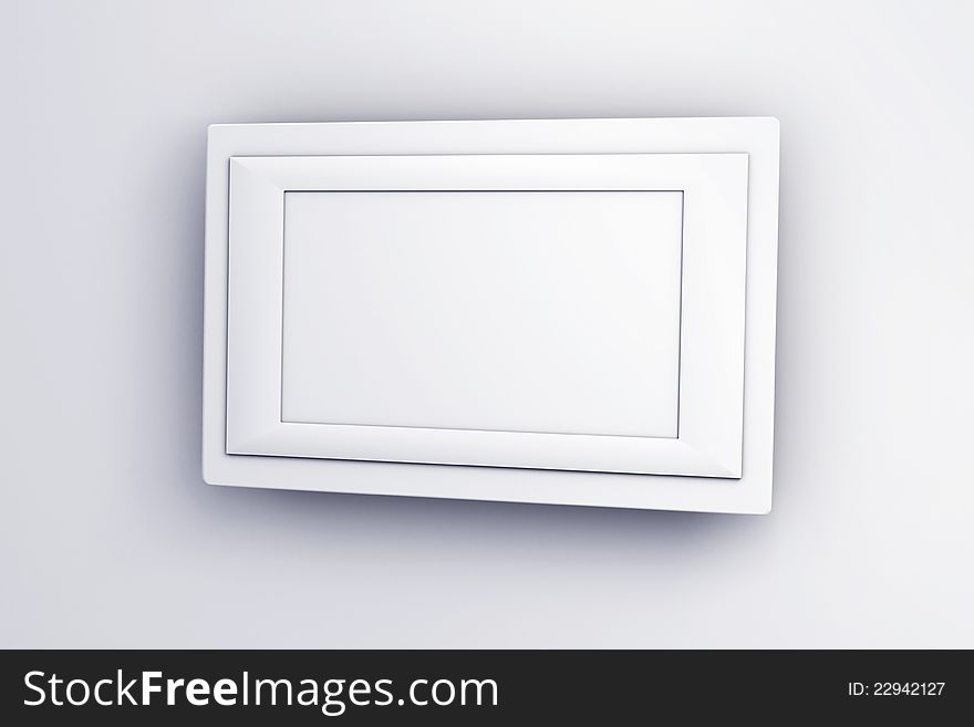 Blank frame on empty wall 3d model. Blank frame on empty wall 3d model