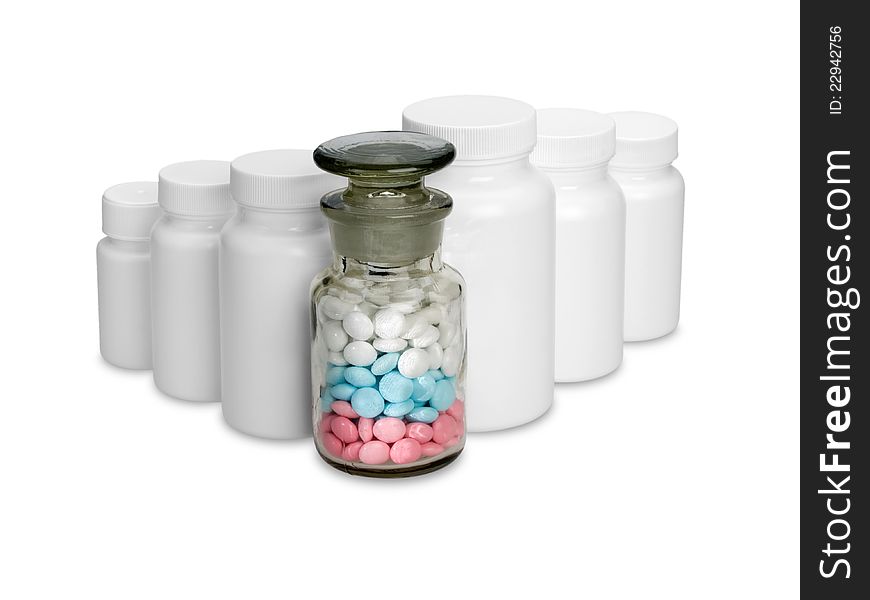 Vials with medicines.