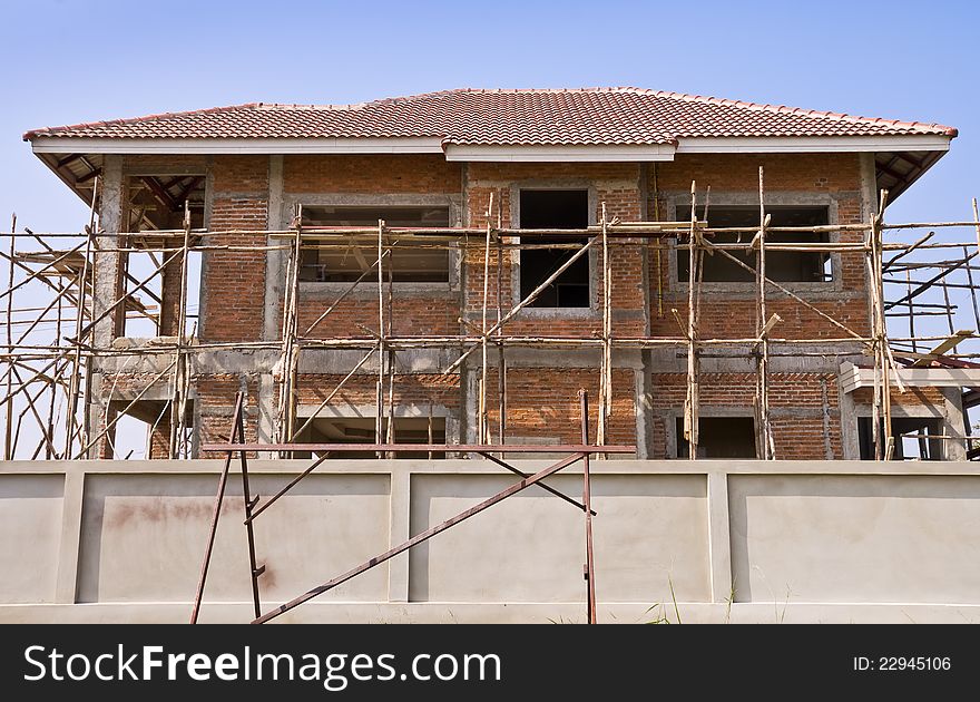 New house under construction, Unfinished house of brick. New house under construction, Unfinished house of brick