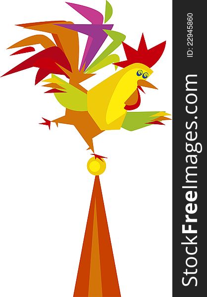 Illustration rooster on weather vane