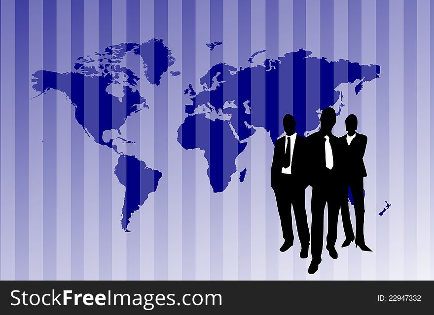 Global business team inside world map.