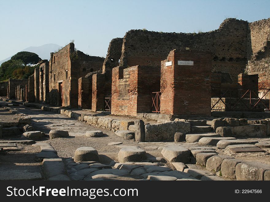 The ancient roman ruins of pompeii in italy