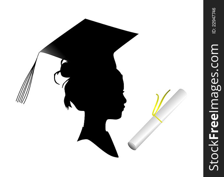 An illustration of a graduated lady. eps file is availablern. An illustration of a graduated lady. eps file is availablern