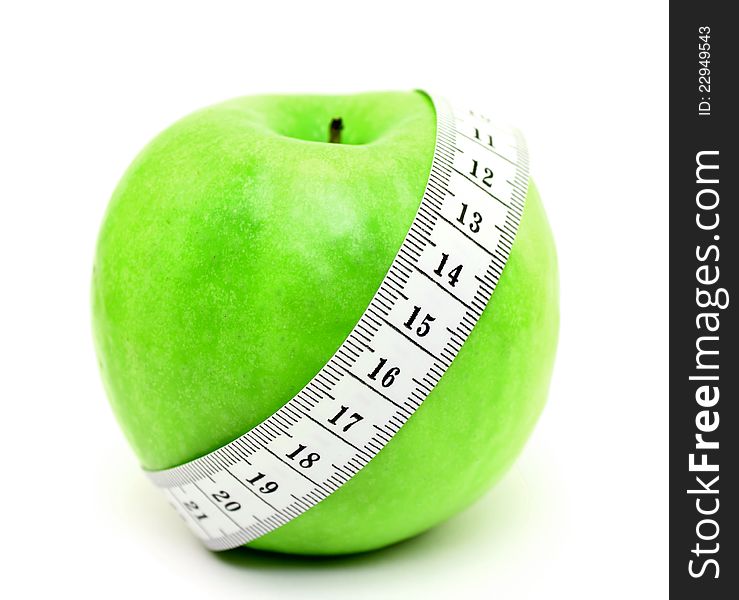 Green apple on a white background