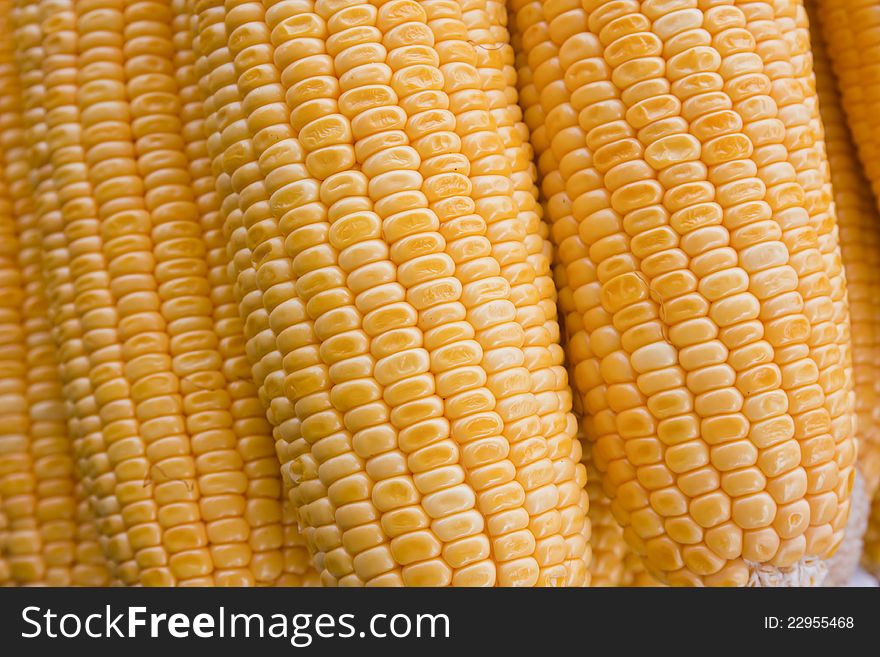 Stake of yellow raw corns. Stake of yellow raw corns