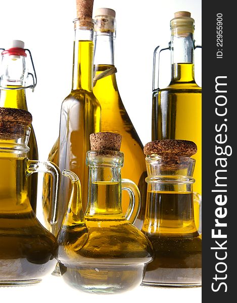 Bottles of extra virgin olive oil