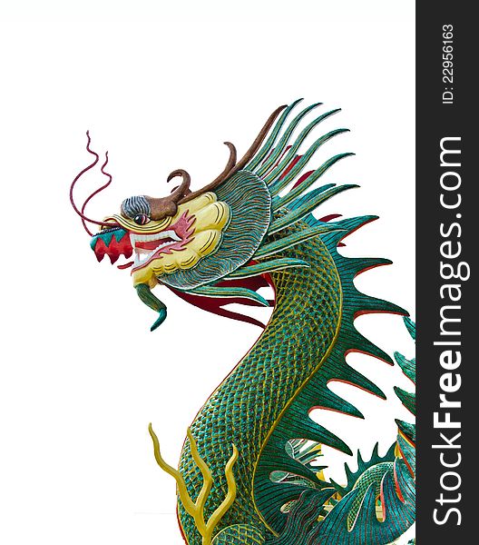 The dragon statue on white background. The dragon statue on white background.
