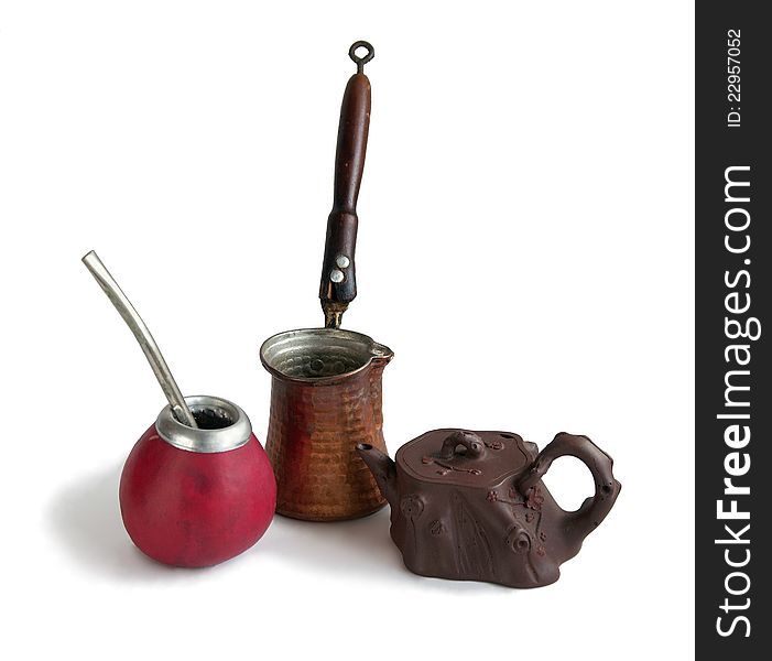 Calabash, coffee pot and teapot