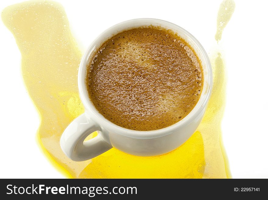 White cup of coffee isolated on white background. This has a clipping path.