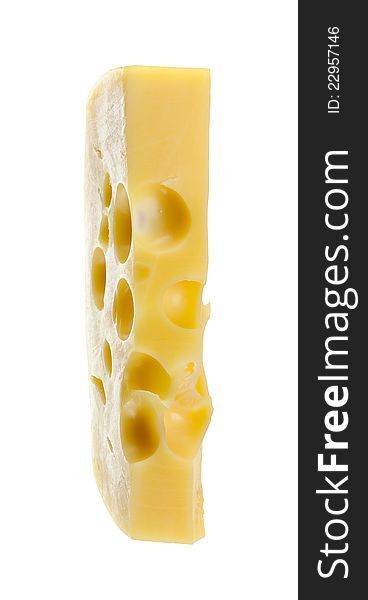 Piece of cheese isolated on white with clipping path.