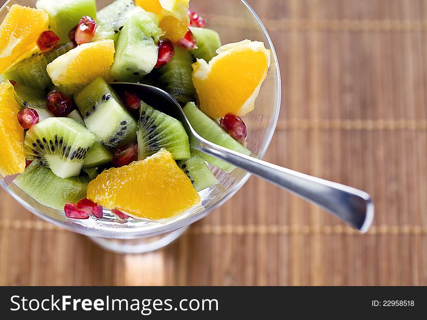 Close up photograph of a bowl of fresh fruits