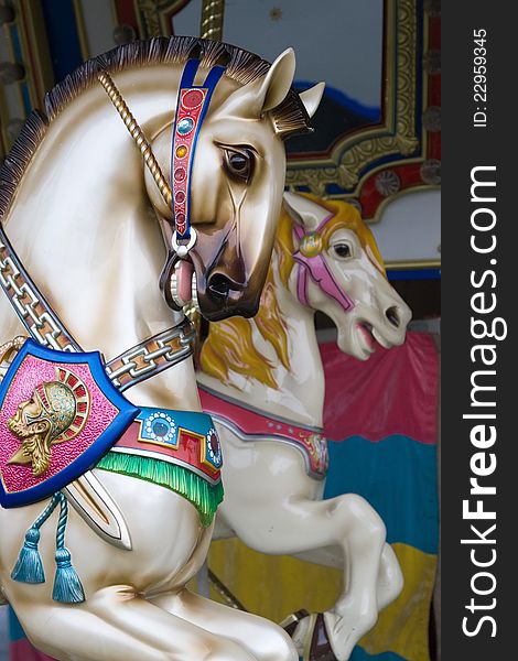 An ornate carousel horse from an old carousel