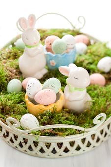 Easter Bunny And Chocolate Eggs Stock Images