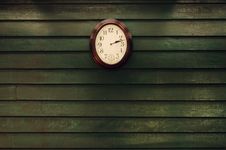 Old Wooden Wall With Clock Royalty Free Stock Photo Old Wooden Wall With Clock Royalty Free Stock Photo