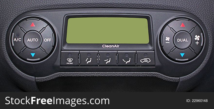 Climat control panel in car with adjustment buttons