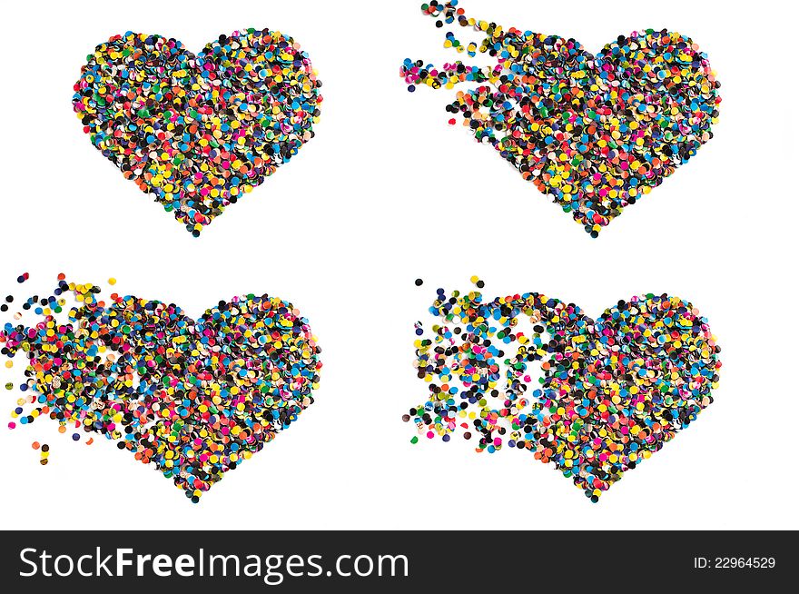 Variegated confetti heart  on white background