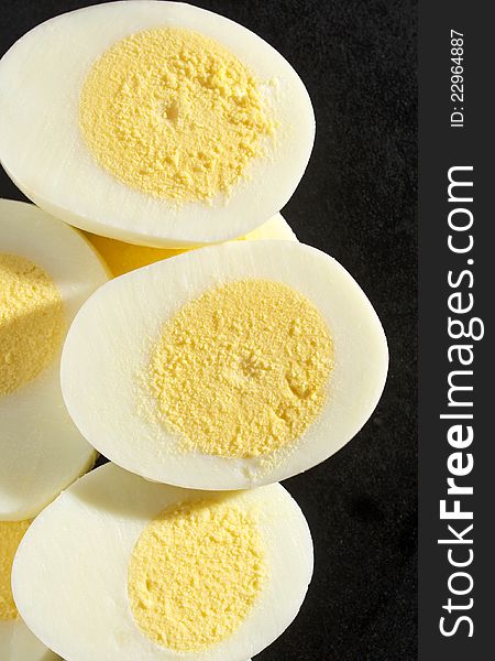 Close up of slice boiled eggs. Close up of slice boiled eggs