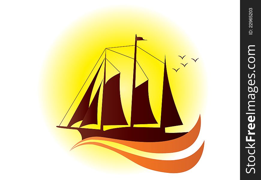 Yacht with yellow background logo type. Yacht with yellow background logo type.