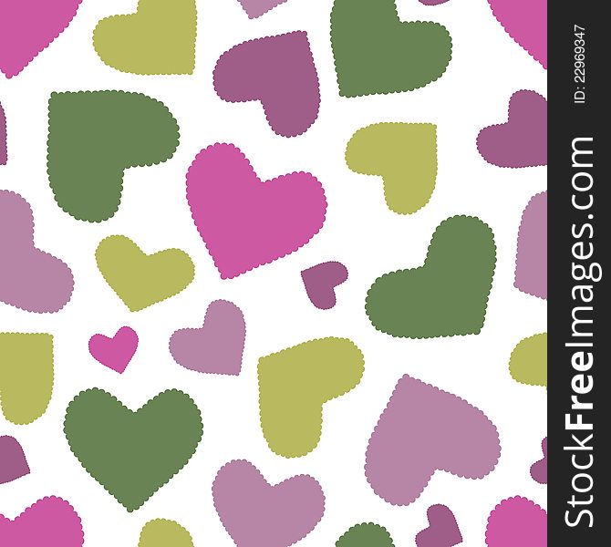 Seamless Pattern With Multicoloured Hearts