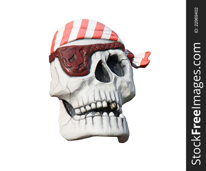 A Scary Skeleton Skull of a Frightening Pirate. A Scary Skeleton Skull of a Frightening Pirate.