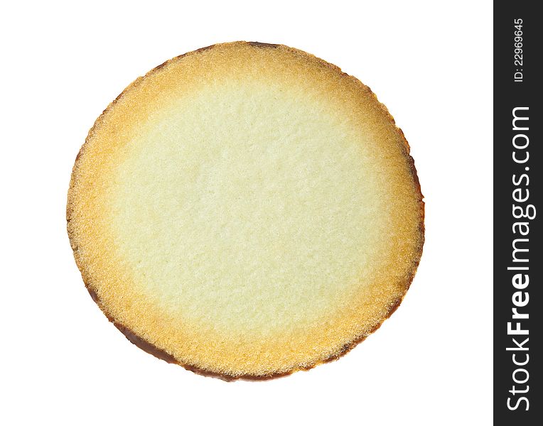 Yellow biscuit with chocolate, isolated on white with clipping path.