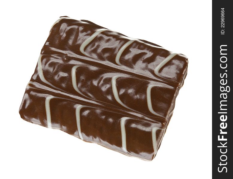 Chocolate covered biscuit, isolated on white with clipping path.