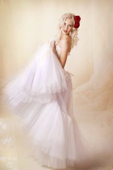 Girl In A White Dress With Roses Royalty Free Stock Photography Girl In A White Dress With Roses Royalty Free Stock Photography