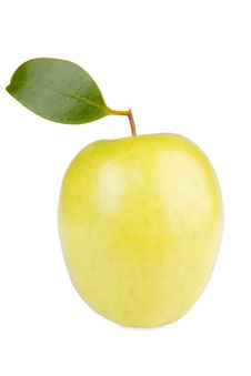 Golden Delicious Apple With Leaf Royalty Free Stock Images