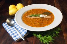 Tomato Soup Diner Table Setting Stock Photos