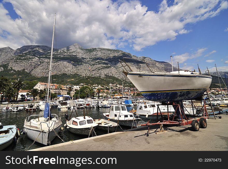 Panorama of Port in Makarska, Croatia