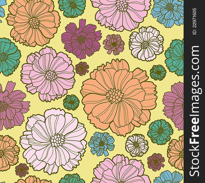 Vector seamless vintage floral botany pattern