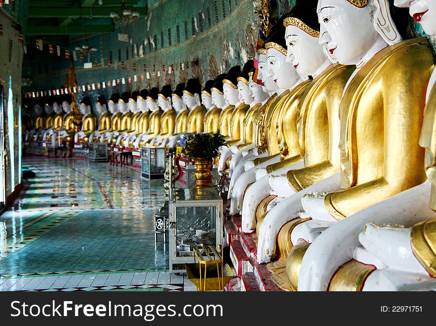 Statues of Buddha at Sagaing, Mandalay. Statues of Buddha at Sagaing, Mandalay