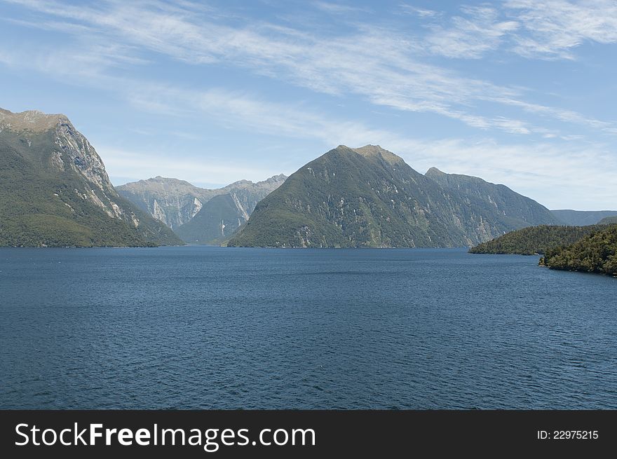 Mountain landscape of Fjords in New Zealand