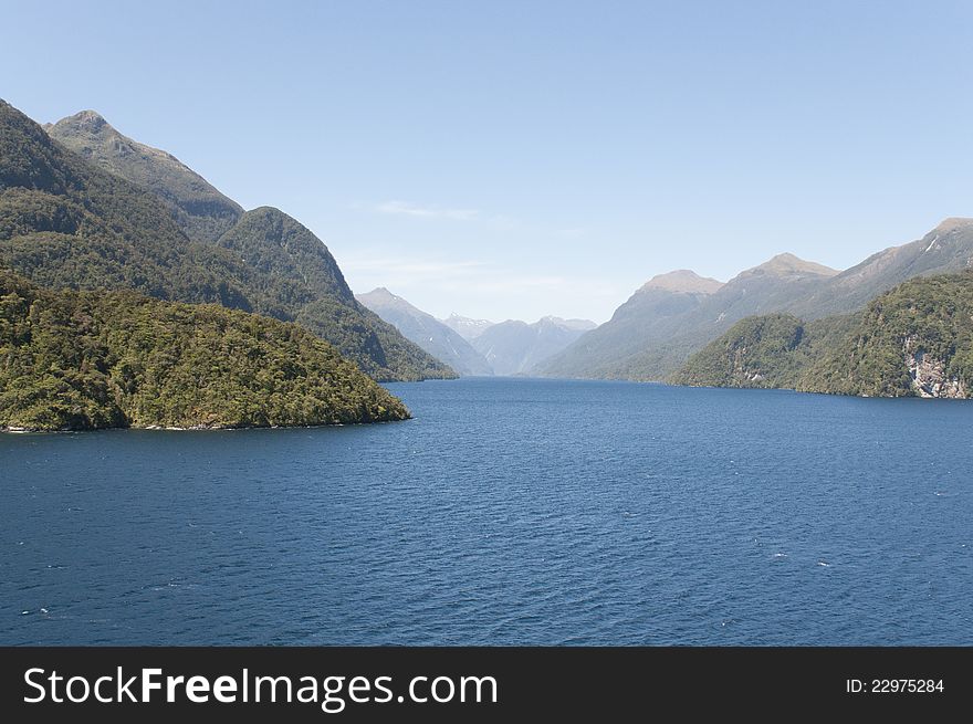 Mountain landscape of Fjords in New Zealand