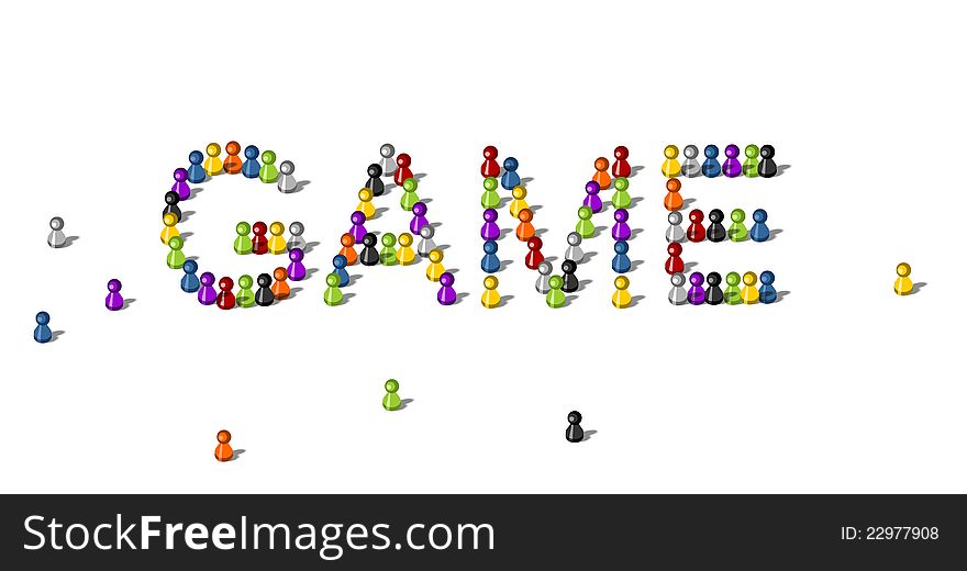 The word game made of game characters