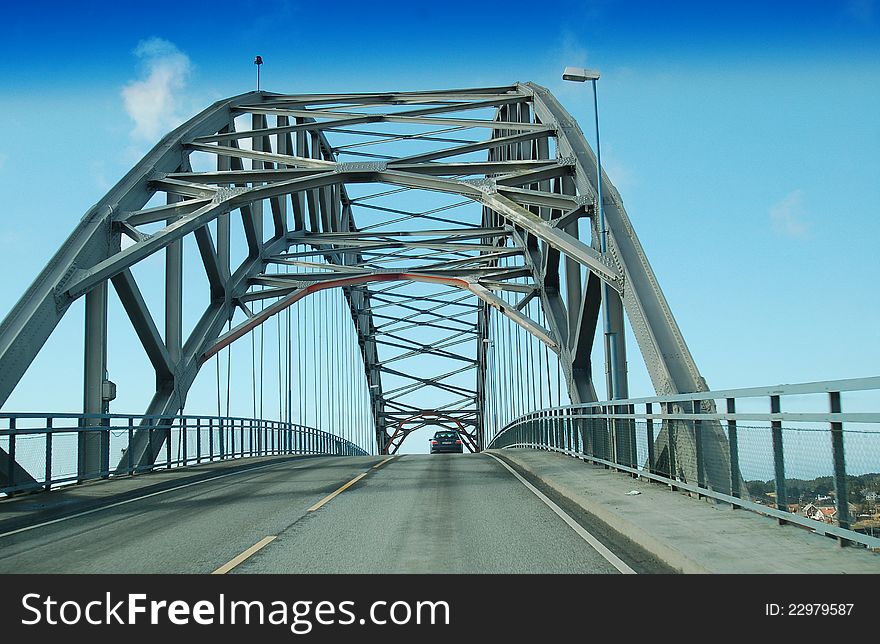 Classic arched bridge showing structural steelwork. Classic arched bridge showing structural steelwork